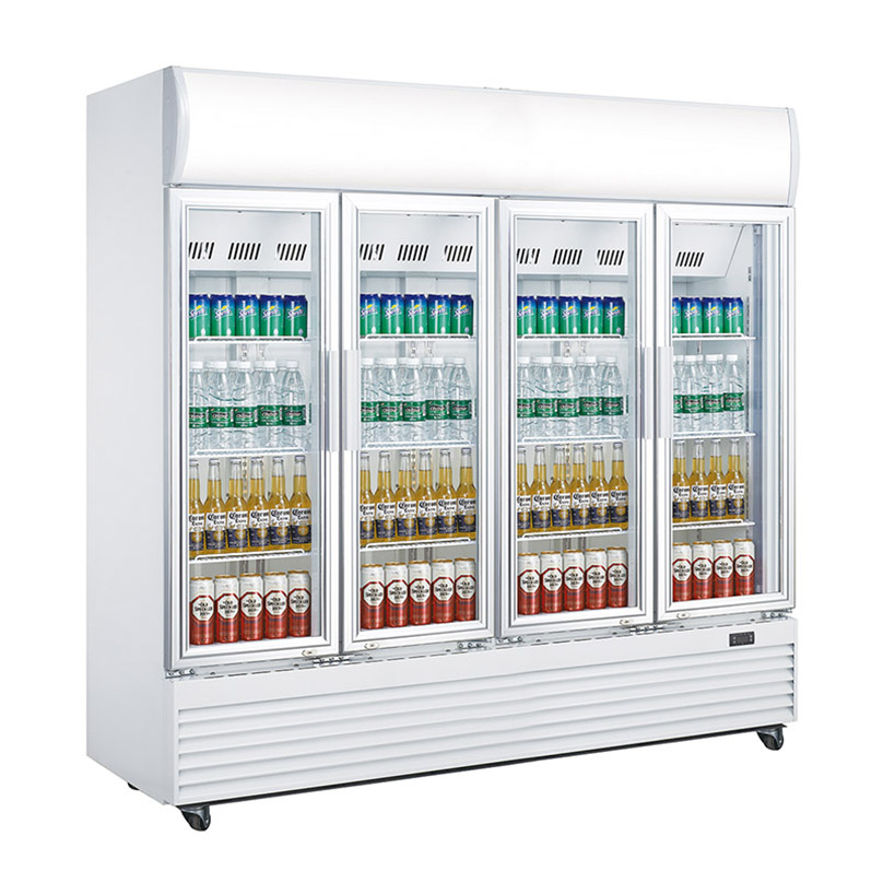 upright commercial cooler with 4 doors